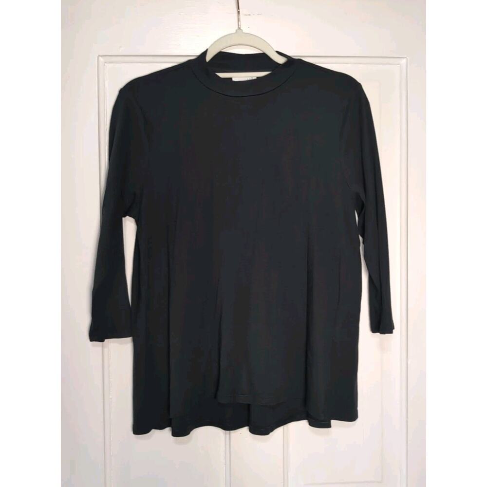 J Jill 3/4 Sleeve Top Black Capsule Wardrobe Work Career Women's M(1188)
